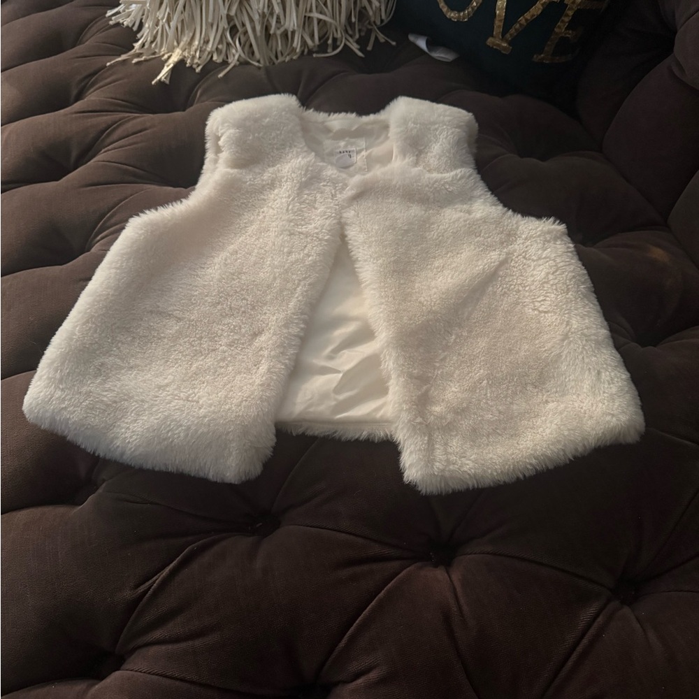 Off White Faux Fur Vest